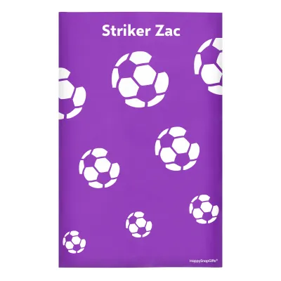 Regular (38cm x 25cm) (Football Icon) Purple - Stretch Polyester (Personalised with Text)