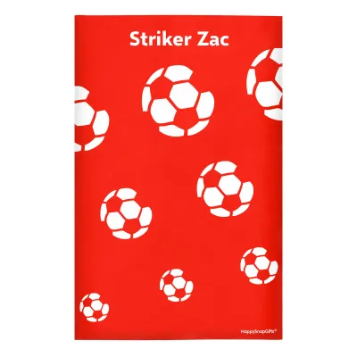 Regular (38cm x 25cm) (Football Icon) Red - Stretch Polyester (Personalised with Text)