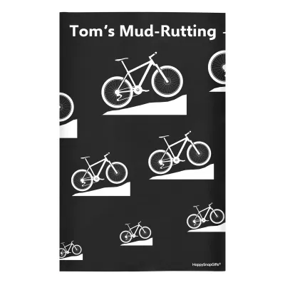 Regular (38cm x 25cm) (Mountain Biking Icon) Black - Stretch Polyester (Personalised with Text)