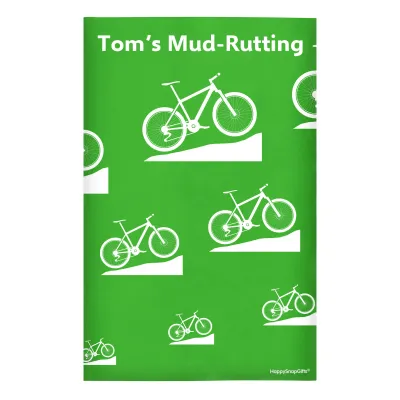 Regular (38cm x 25cm) (Mountain Biking Icon) Bright Green - Stretch Polyester (Personalised with Text)