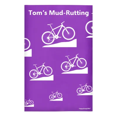 Regular (38cm x 25cm) (Mountain Biking Icon) Purple - Stretch Polyester (Personalised with Text)