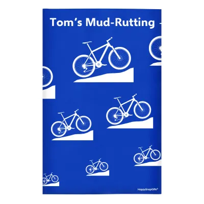 Regular (38cm x 25cm) (Mountain Biking Icon) Royal Blue - Stretch Polyester (Personalised with Text)