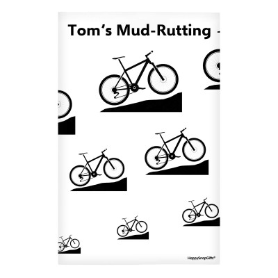Regular (38cm x 25cm) (Mountain Biking Icon) White - Stretch Polyester (Personalised with Text)