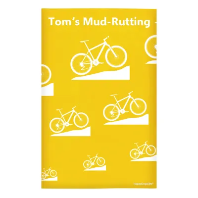 Regular (38cm x 25cm) (Mountain Biking Icon) Yellow - Stretch Polyester (Personalised with Text)