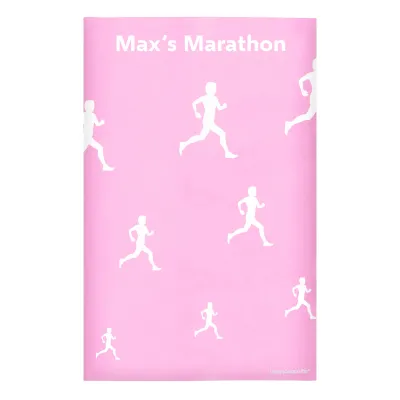 Regular (38cm x 25cm) (Running Icon) Baby Pink - Stretch Polyester (Personalised with Text)
