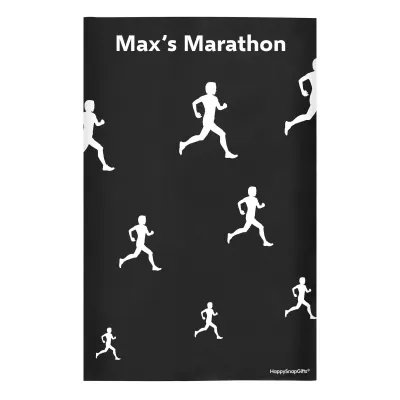 Regular (38cm x 25cm) (Running Icon) Black - Stretch Polyester (Personalised with Text)