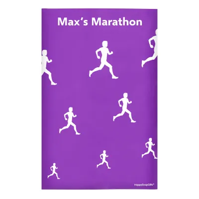 Regular (38cm x 25cm) (Running Icon) Purple - Stretch Polyester (Personalised with Text)