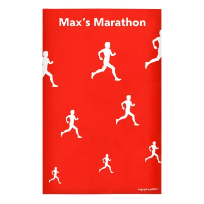 Regular (38cm x 25cm) (Running Icon) Red - Stretch Polyester (Personalised with Text)
