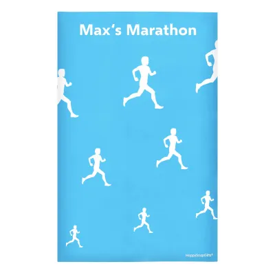 Regular (38cm x 25cm) (Running Icon) Sky Blue - Stretch Polyester (Personalised with Text)