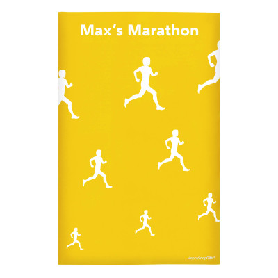 Regular (38cm x 25cm) (Running Icon) Yellow - Stretch Polyester (Personalised with Text)