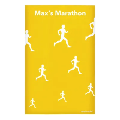 Regular (38cm x 25cm) (Running Icon) Yellow - Stretch Polyester (Personalised with Text)