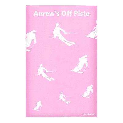 Regular (38cm x 25cm) (Skiing Icon) Baby Pink - Stretch Polyester (Personalised with Text)