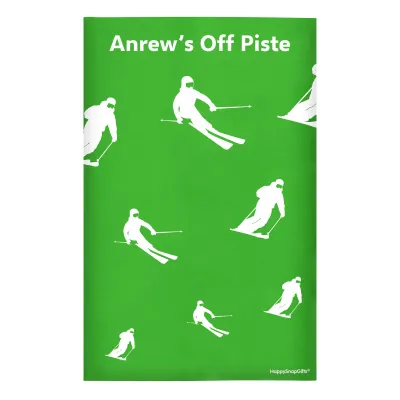 Regular (38cm x 25cm) (Skiing Icon) Bright Green - Stretch Polyester (Personalised with Text)