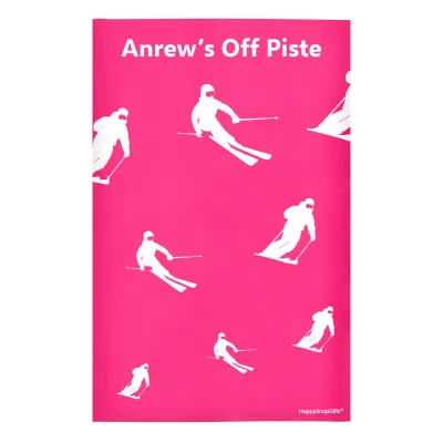 Regular (38cm x 25cm) (Skiing Icon) Hot Pink (Fuchsia) - Stretch Polyester (Personalised with Text)