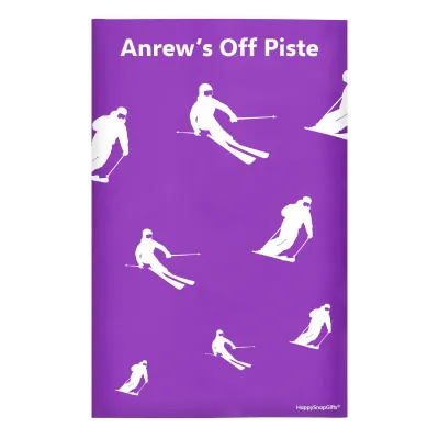 Regular (38cm x 25cm) (Skiing Icon) Purple - Stretch Polyester (Personalised with Text)