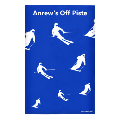 Regular (38cm x 25cm) (Skiing Icon) Royal Blue - Stretch Polyester (Personalised with Text)