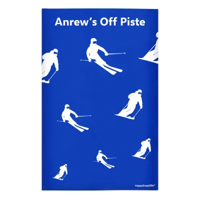 Regular (38cm x 25cm) (Skiing Icon) Royal Blue - Stretch Polyester (Personalised with Text)