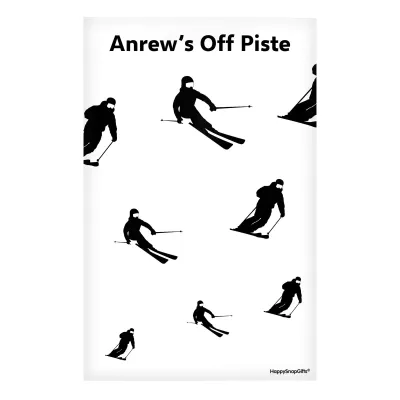 Regular (38cm x 25cm) (Skiing Icon) White - Stretch Polyester (Personalised with Text)