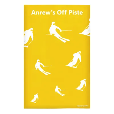 Regular (38cm x 25cm) (Skiing Icon) Yellow - Stretch Polyester (Personalised with Text)