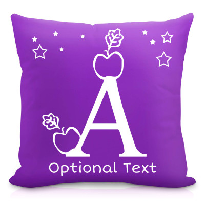 (25cm Square) with Alphabet Theme Purple Soft Velvet Polyester Fabric (Personalised with Text)