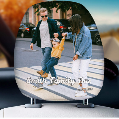 Personalised Photo Car Headrest Cover with Personalised Text by HappysnapGifts®