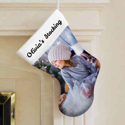 Personalised Stocking with Photo Upload and Optional Personalised Text from HappySnapGifts®