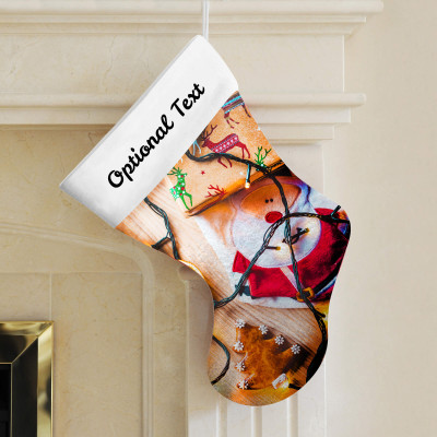 Personalised Stocking with Winter Theme Designs and Optional Text