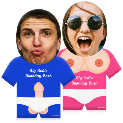 Personalised Rude Shirt Face Cushion with Personalised Text from HappySnapGifts®