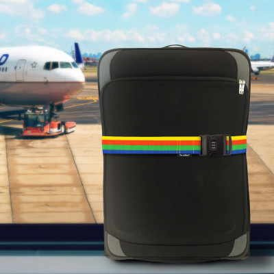 Combination Luggage Strap on a Suitcase from The JetRest®