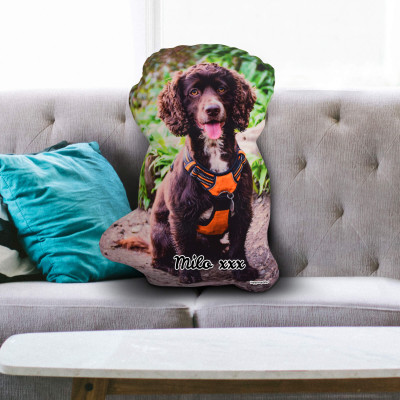 Personalised Dog Photo Cushion with Optional Personalised Text