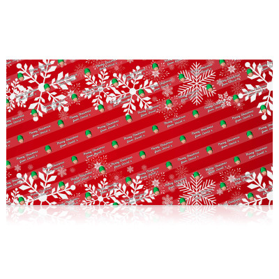 Personalised Photo Christmas Wrapping Paper Snowflakes with Red from HappySnapGifts®