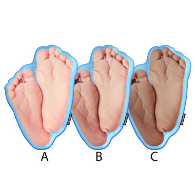Personalised Baby Feet Cushion Soft Velvet Polyester Fabric in Small Skin Tone Options
