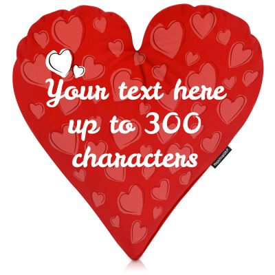 personalised heart cushion mock suede fabric 40cm personalised with text