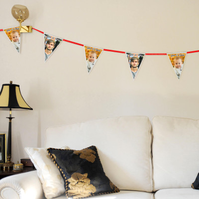 Personalised Triangle Shape Photo Bunting Lifestyle