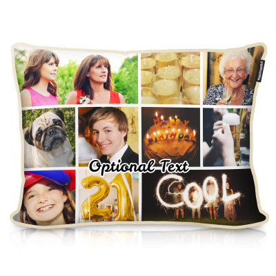 Photo Collage Cushion with Personalised Optional Text