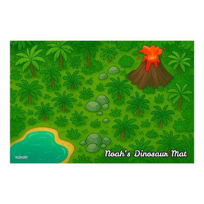 - 60cm x 43cm - Dinosaur/Volcano Mock Suede Polyester Fabric