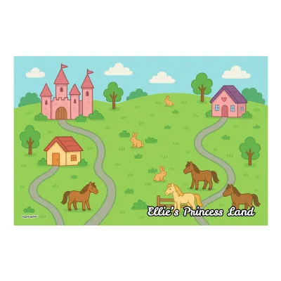 - 60cm x 43cm - Princess Castle Mock Suede Polyester Fabric (Personalised with Text)