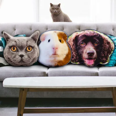 Cat Face Cushion with your Pets Full Colour Photo Print from HappySnapGifts®
