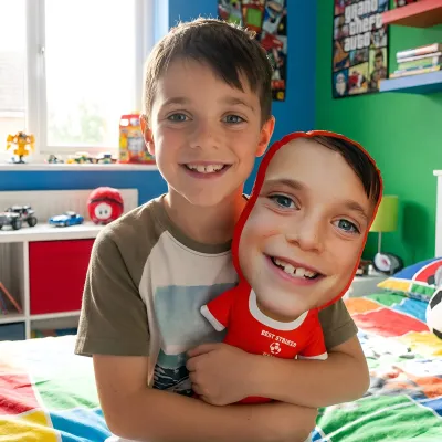 Personalised Football Face Cushion with Personalised Text from HappySnapGifts®