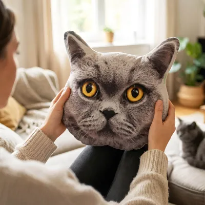 Cat Face Cushion (Cut To Shape) from HappySnapGifts®