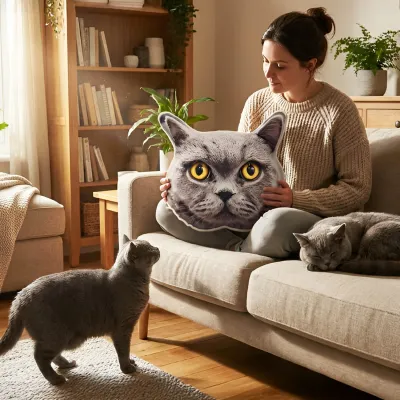 Cat Face Cushion Full Colour (Cut To Shape) from HappySnapGifts®