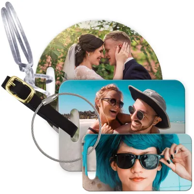 Photo Luggage personalised with text and with choice of fastenings