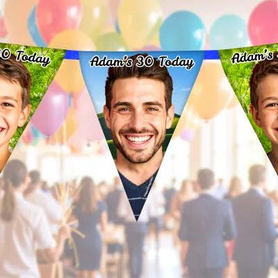 Personalised Triangle Shape Photo Bunting Lifestyle from HappySnapGifts®