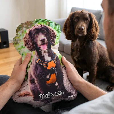 Personalised Dog Photo Cushion with Optional Personalised Text