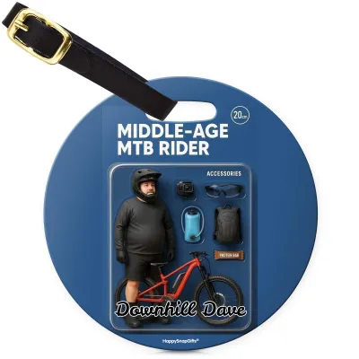 (10cm Circle) with Leather Strap (Personalised with Text)