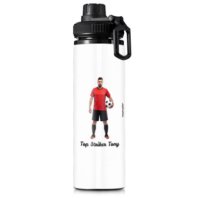 Aluminium White (Black Top) 850ml with 1 Wrapped Around Image (Personalised with Text)