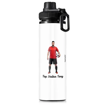 Aluminium White (Black Top) 850ml with 1 Wrapped Around Image (Personalised with Text)