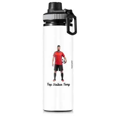 Aluminium White (Grey Top) 850ml with 2 Photos Printed Front & Back (Personalised with Text)