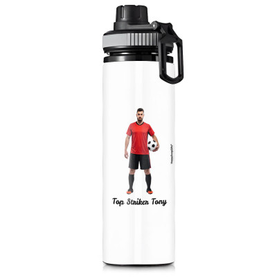 Aluminium White (Grey Top) 850ml with 1 Photo Printed Front & Back (Personalised with Text)