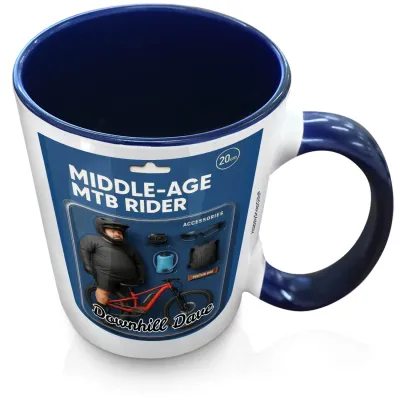 (XL 15oz Blue Inner & Handle) with 2 Photos Printed Front & Back (Personalised with Text)